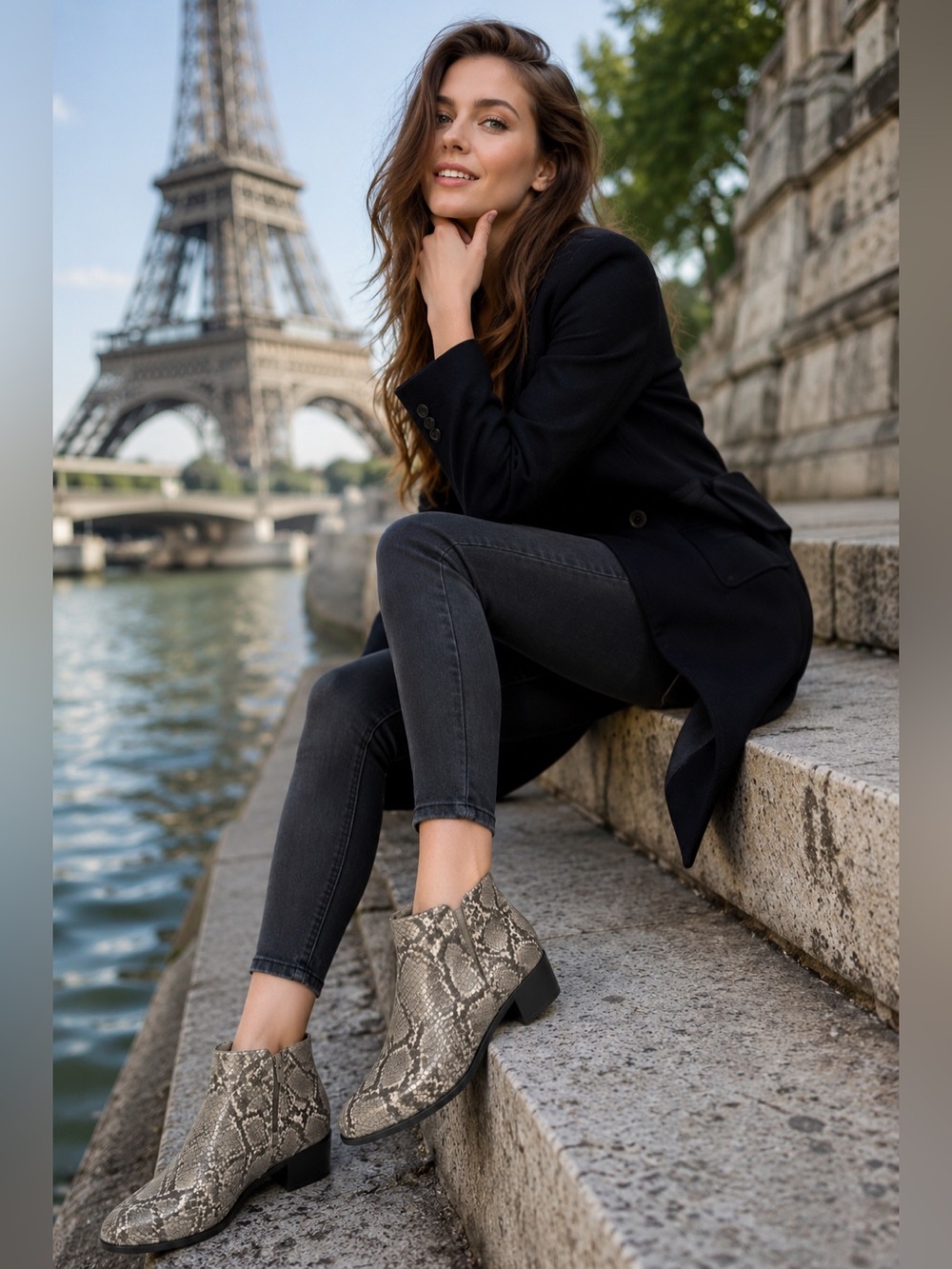 cloudwalkers Snake Print Ankle Booties in Taupe/Beige